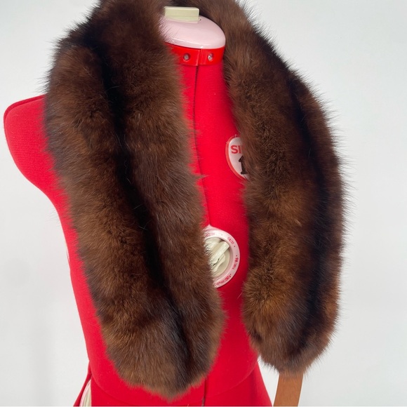 Vintage Chocolate Brown Authentic Mink Fur Collar / Stole Old Hollywood Glamour - Picture 4 of 10